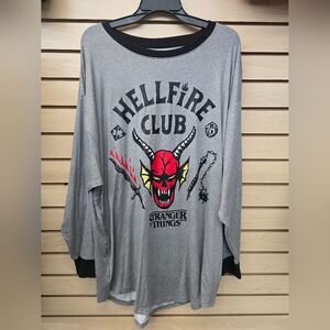 Women’s Long Sleeve Gray Hellfire Club Night Gown/Dress With Pockets